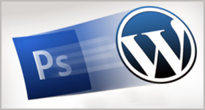 an image of the Photoshop logo morphing to a WordPress logo